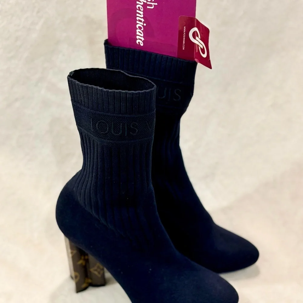 Louis Vuitton Silhouette Monogram Heel Sock Boots Size 40